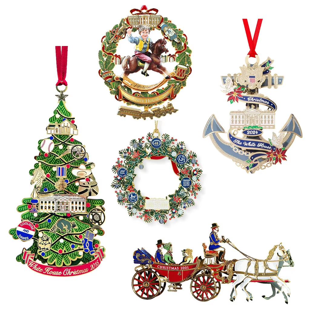 Custom Crafted Enamel Ink Metal Brass Christmas Ornament
