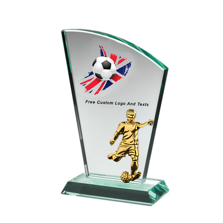 Noble Manufacturer Wholesale Glass Plaque With Custom Printing Logo UK Gift Personalized Sports Soccer Trophy Award Hand Crafts