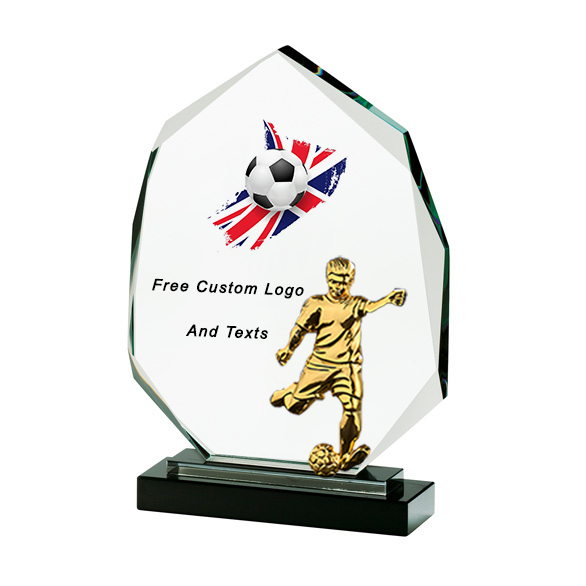 Noble Manufacturer Wholesale Glass Plaque With Custom Printing Logo UK Gift Personalized Sports Soccer Trophy Award 