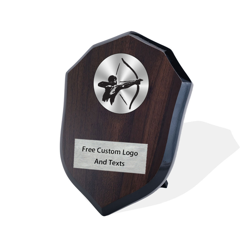 Noble Manufacturer Wholesale UK Gift Personalized Sports Soccer Trophy Award Wood Shield Plaque
