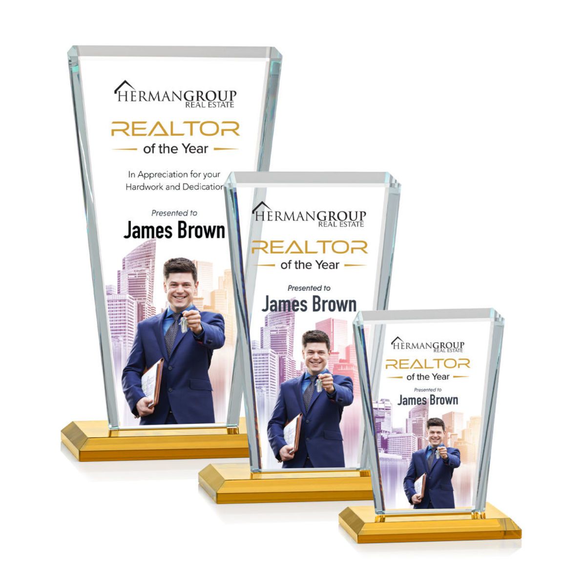 Noble Wholesale Cheap Different Color Options Outdoor Sports Business Gift Custom Personalized Logo Glass Trophy Award Plaque