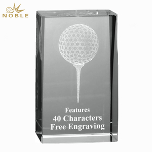 Noble 3D Laser Cube Crystal Glass outdoor Sports Customized Personalized Bespoke Golf Trophy Award