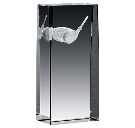 Noble Crystal Cube 3D laser Golf Custom Logo Golf Trophy Awards