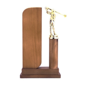 Noble High Quality Gold Metal Golf Figure With Wood Base Business Gift Sports Awards Custom Bespoke Logo Golf A Hole in One Trophy
