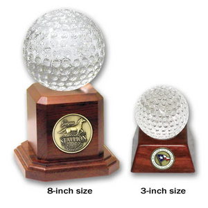Noble High Quality Crystal Golf Ball with Wood Base Sports Awards Custom Bespoke Logo Golf A Hole in One Trophy Hand Craft