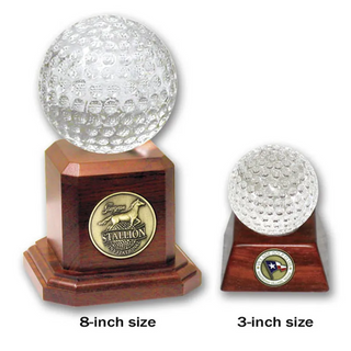 Noble High Quality Crystal Golf Ball with Wood Base Sports Awards Custom Bespoke Logo Golf A Hole in One Trophy Hand Craft