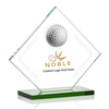 Noble High Quality Glass Plaque with Silver Golf Ball Business Gift Sports Awards Custom Bespoke Logo Golf A Hole in One Trophy Hand Craft