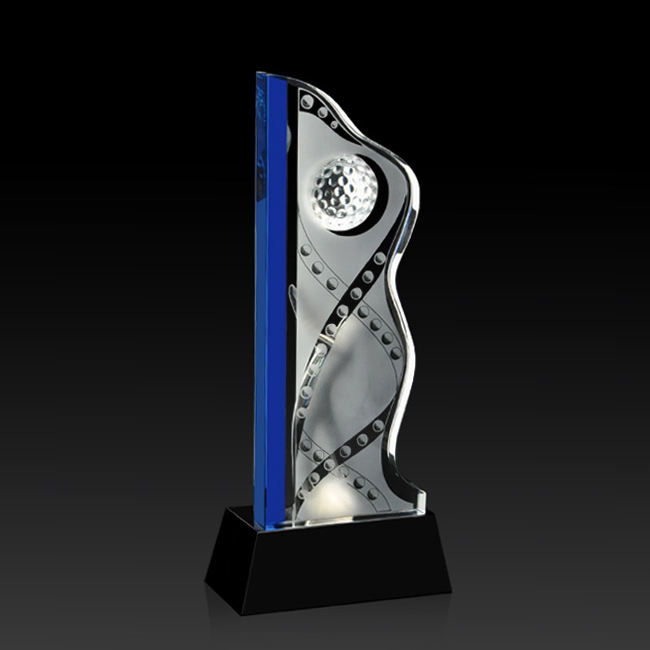 Noble High Quality Crystal Business Gift Sports Awards Custom Bespoke Logo Golf A Hole in One Metal Figure Trophy Hand Craft