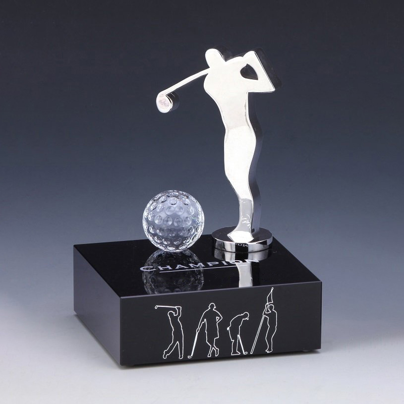 Noble High Quality K9 Crystal Business Gift Sports Awards Custom Bespoke Logo Golf A Hole in One Trophy Hand Craft