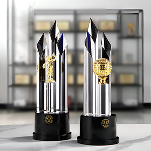 Noble High Quality K9 Crystal Business Gift Sports Awards Custom Bespoke Logo Golf A Hole in One Trophy Hand Craft