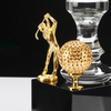 Noble K9 Crystal With Metal Figure Ball Business Gift Sports Awards Custom Bespoke Logo Golf A Hole in One Trophy Hand Craft
