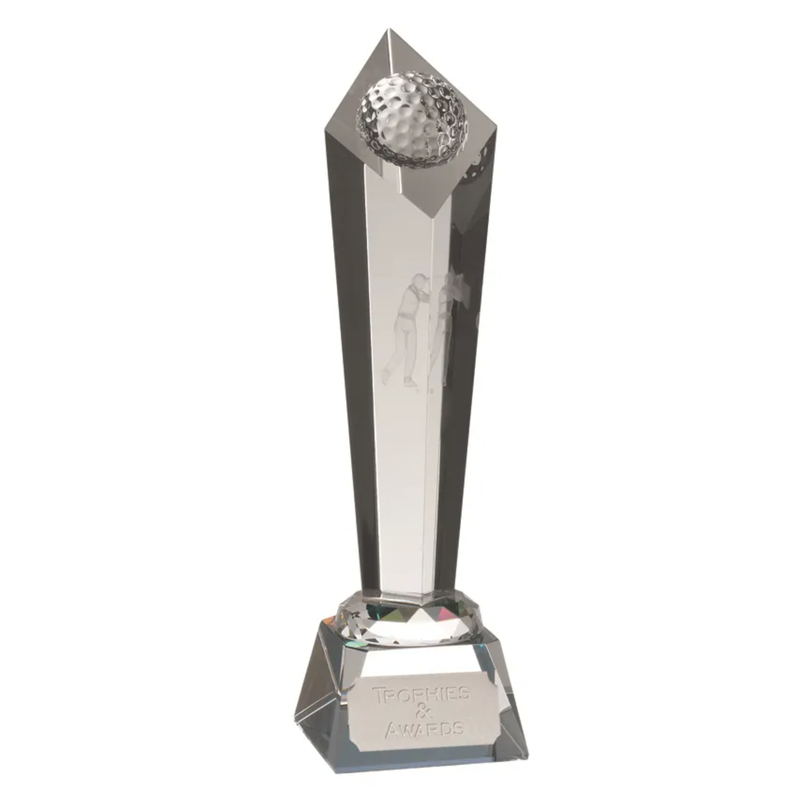 Noble High Quality K9 Crystal With 3D Laser Business Gift Sports Awards Custom Bespoke Logo Golf A Hole in One Trophy Hand Craft
