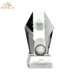 Noble Manufacturer Golf Ball Crystal Glass Outdoor Sports Gift Customized Personalized Bespoke Logo Golf Trophy Award Hand Craft