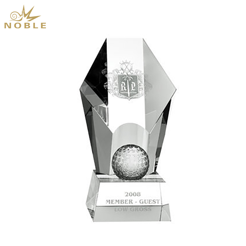 Noble Manufacturer Golf Ball Crystal Glass Outdoor Sports Gift Customized Personalized Bespoke Logo Golf Trophy Award Hand Craft
