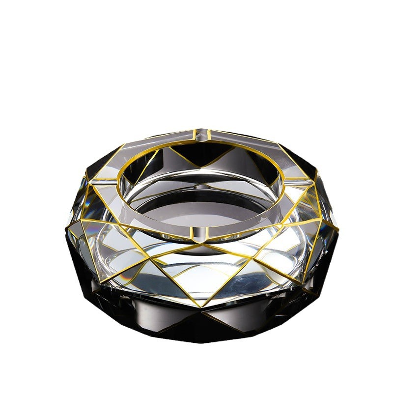 Noble Optical Crystal With Gold Edges Award Trophy Award Custom Logo Business Office Gift Ashtray Hand Craft