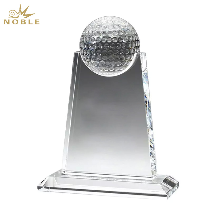Noble Hemisphere Crystal Golf Ball Custom Logo Crystal Glass Pieces Golf Trophy Award