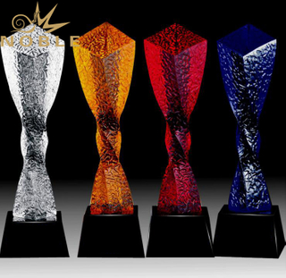 High Quality New Design Twisted Colorful Crystal Column Award Trophy