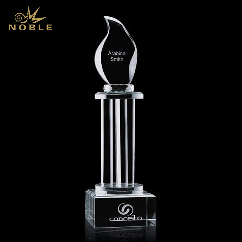 Free Engraving Custom Pinto Award Optical Crystal Flame Trophy