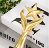 Noble New Design Metal Star Award with Black Crystal Base