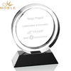 Custom Round Optical Crystal Plaque Award on Black Base