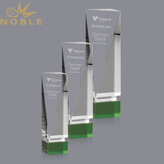 Free Engraving Custom Crystal Block Award with Green Base