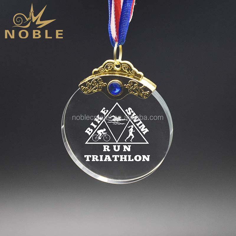 Cheap Custom Biking Swimming Running Sports Crystal Medal