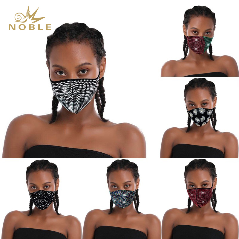 Unisex Cotton 3D Mouth Face Mask Glitter Rhinestone Crystal Masquerade Party Fashion Face Mask for Christmas Costume Party