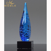 Waterdrop Award Hand Blown Art Glass with Black Base