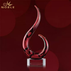 Custom Engraved Blown Art Glass Spiral Trophy on Crystal Base