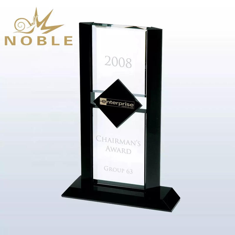  Ebony Diamond Crystal Award Plaque with Black Crystal Accent