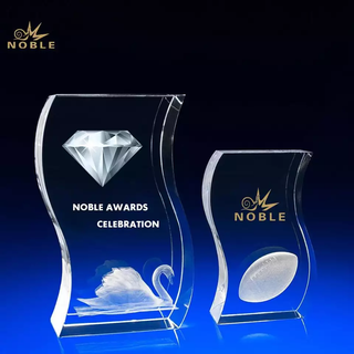 Custom Wave Shape Crystal Corporate Engraved Trophy Awards