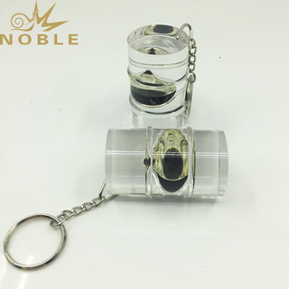 Custom Logo Acrylic Lucite Oil Drop Embedment Oil Barrel Keychain As Promotion Gifts