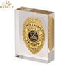 Hot Selling Acrylic Lucite Embedment Gifts Metal Badge Acrylic Display Block Paperweight