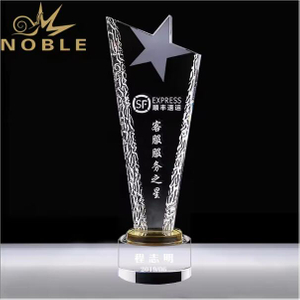  High Quality New Design Custom Engraving Crystal Star Trophy