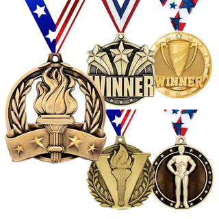 Manufacture Custom Gold Silver Metal Medal Award Competition Zinc Alloy Enamel Marathon Running Medal Sport Medals