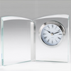 Noble Manufacturer Crystal Glass Clock Business Gift Customized Bespoke Logo Office Decoration Trophy Award Craft Tabletop clock