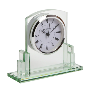 Noble Manufacturer's Customized Crystal Jade Glass Clock Sports-Themed Office Decoration Bespoke Logo Handcrafted Trophy Award