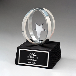 High Quality Silver Metal Star Custom Bespoke Etched Logo Business Gift Craft Star Trophy Awards