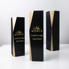 High Quality Gold Black Metal Aluminum Tower Custom Bespoke Etched Logo Business Gift Craft Trophy Awards