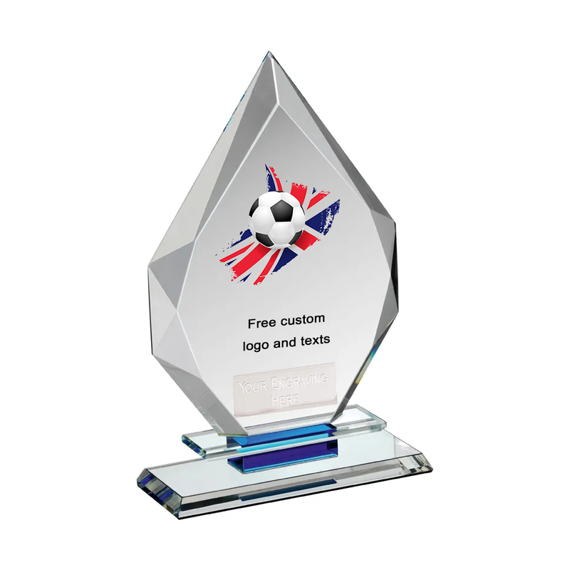 Noble Manufacturer Wholesale Cheap Glass Plaque With Custom Printing Logo UK Gift Personalized Hand Crafts Soccer Trophy Award