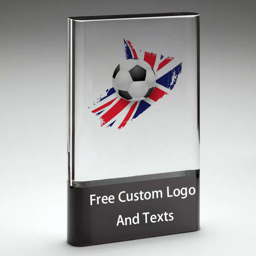 Noble Manufacturer Wholesale UK Gift Personalized Sports Soccer Black Crystal Glass Trophy Award