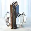 Noble Manufacturer Transparent Crystal Achievement Custom Bespoke Logo Business School Office Desk Gift Hand Craft Bookend