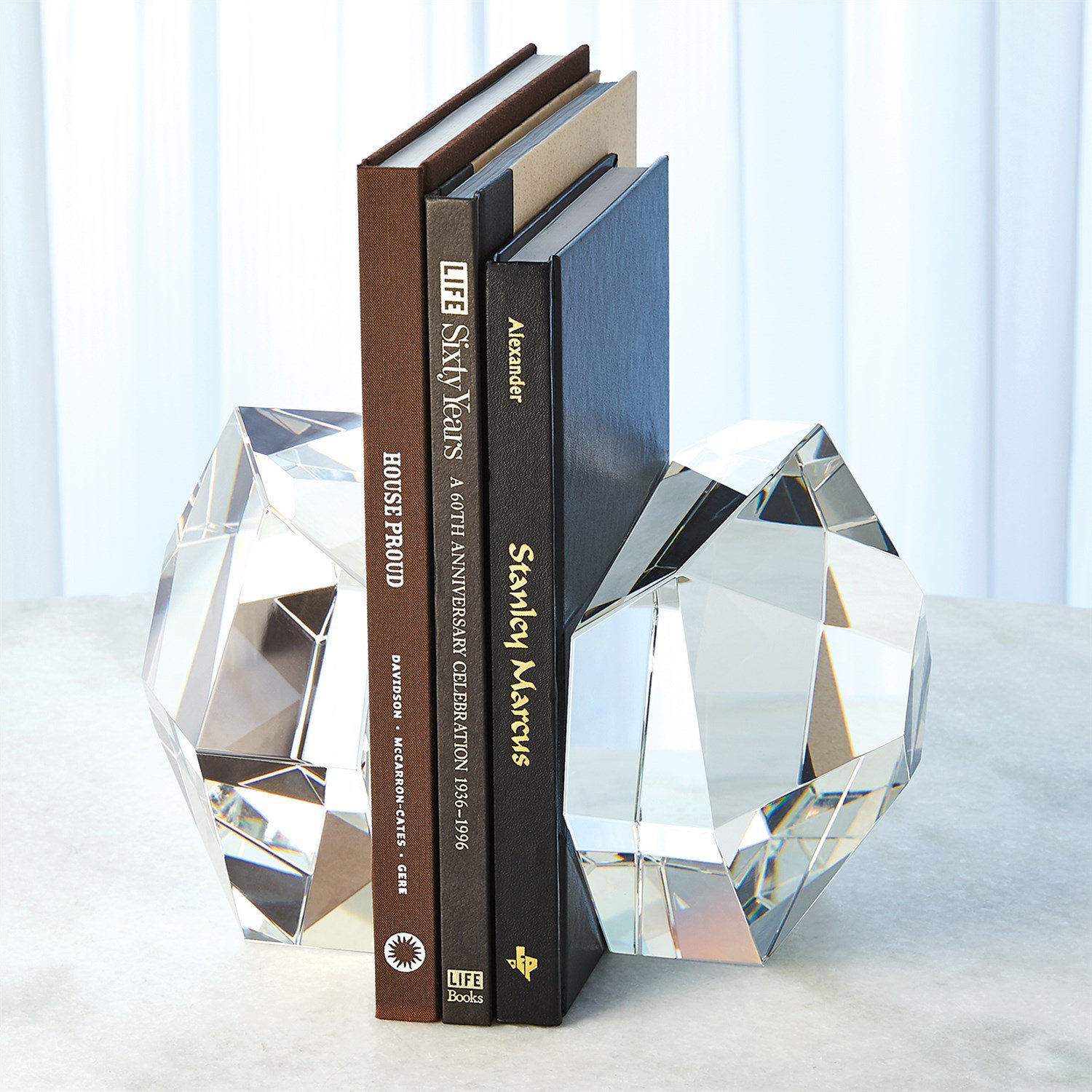 Noble Manufacturer Transparent Crystal Achievement Custom Bespoke Logo Business School Office Desk Gift Hand Craft Bookend