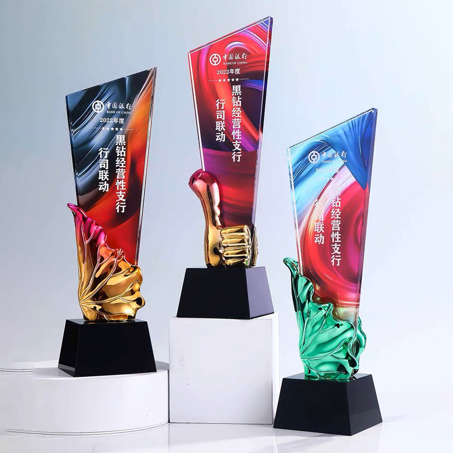 Noble New Product Blade Resin Crystal Trophy Medal Creative Color Printing High-grade Atmospheric Honorary License Trophy Award