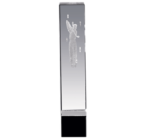 Noble Crystal Cube 3D laser Golf Figure Custom Logo Golf Trophy Awards