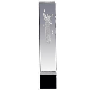 Noble Crystal Cube 3D laser Golf Figure Custom Logo Golf Trophy Awards
