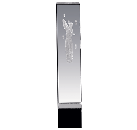 Noble Crystal Cube 3D laser Golf Figure Custom Logo Golf Trophy Awards