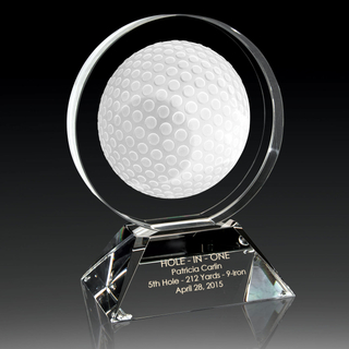 Noble High Quality Round Crystal 3D Laser Business Gift Sports Awards Custom Bespoke Logo Golf A Hole in One Trophy Hand Craft