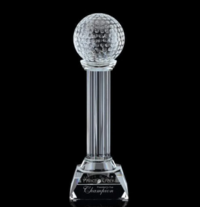Noble Crystal Golf Ball Custom Logo Crystal Glass Pieces Golf Trophy Award