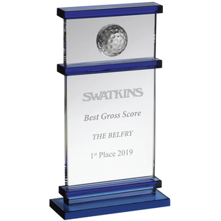 Noble Manufacturer Golf Ball Crystal Glass Plaque Sports Gift Customized Personalized Bespoke Logo Golf Trophy Award Hand Craft